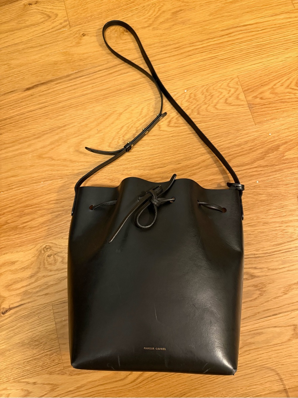 Mansur Gavriel Large Bucket Bag- Black with Pink